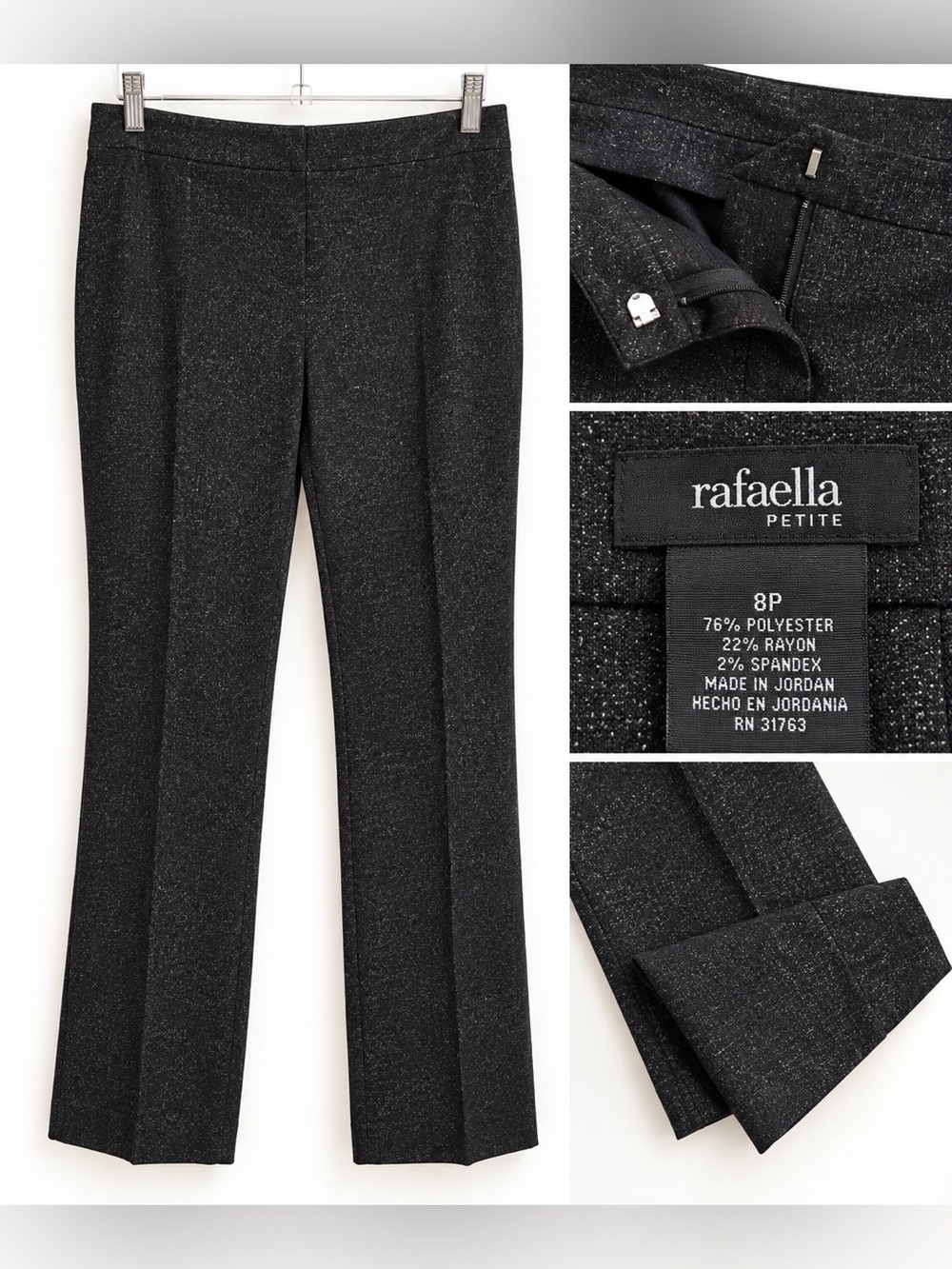 Rafaella Petite Charcoal Heathered Tailored Dress Pants 8P